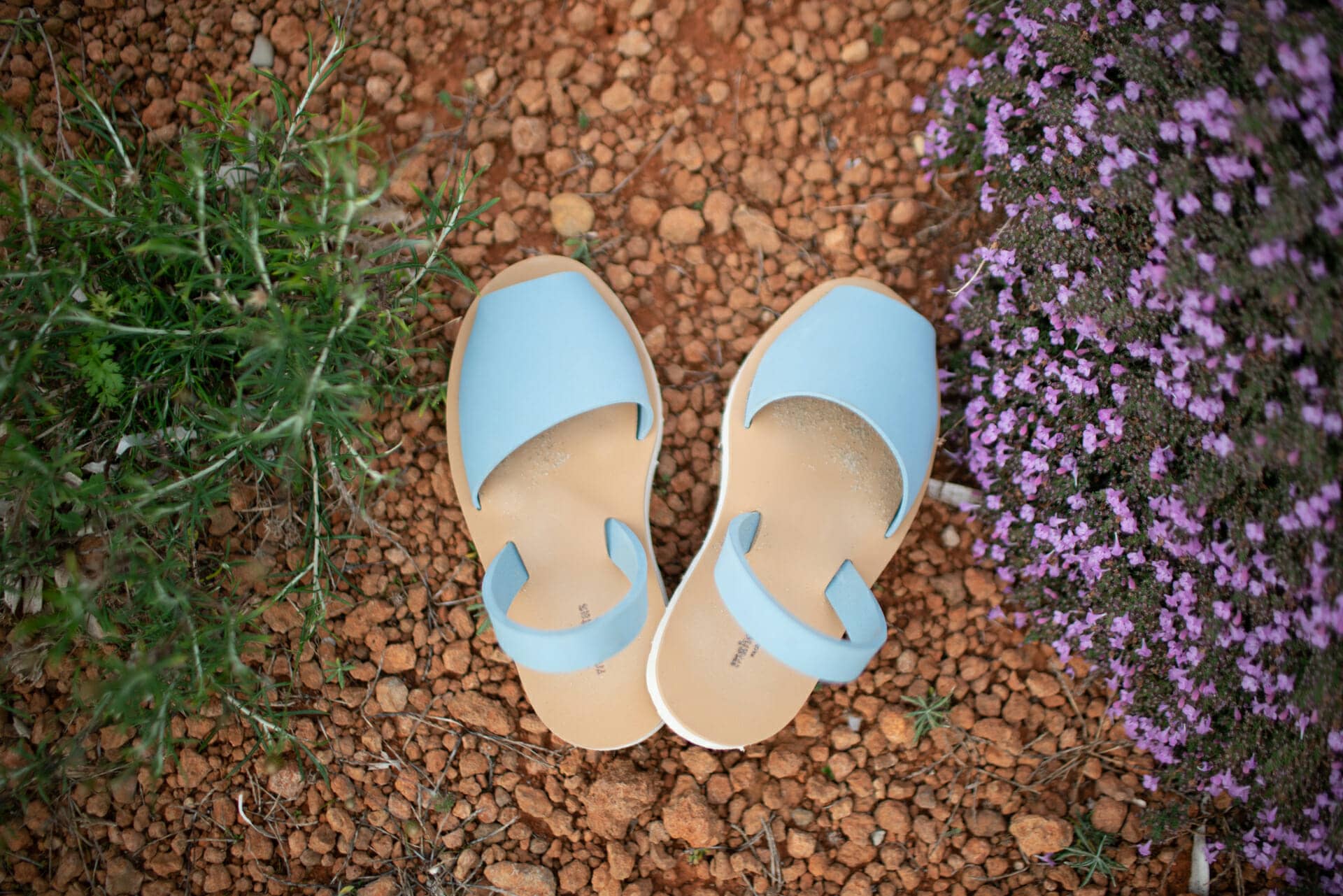 image of blue sandals by photographer in ibiza